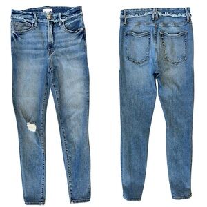 Good American Medium Wash Fray Waistband Good Waist High Rise Jeans Size 6/28